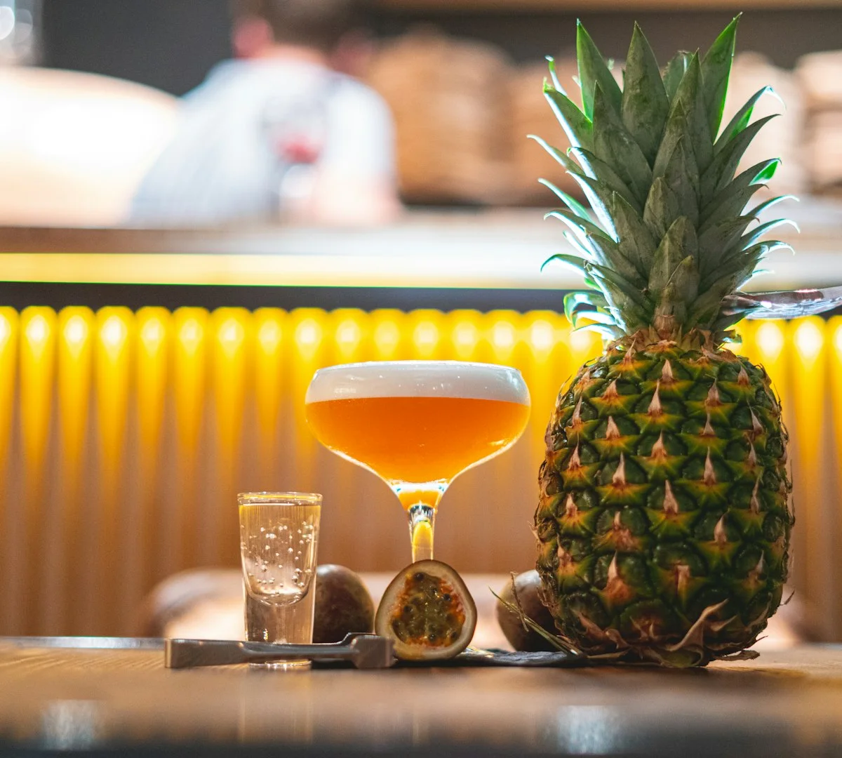 Salted Banana Passionfruit Campari Gimlet Recipe